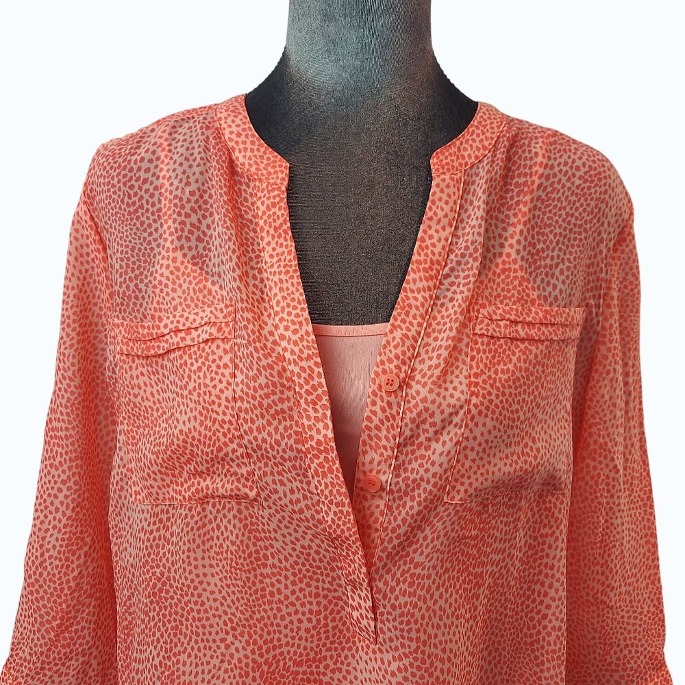 APT. 9 SHEER PULLOVER CORAL BLOUSE WITH MATCHING CAMISOLE (PM) - Picture 3 of 16
